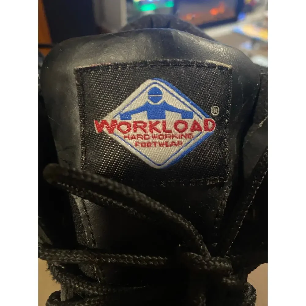 Workload Work Boots Men's 10 Black Leather Ankle Shoes Sip Oil Resist